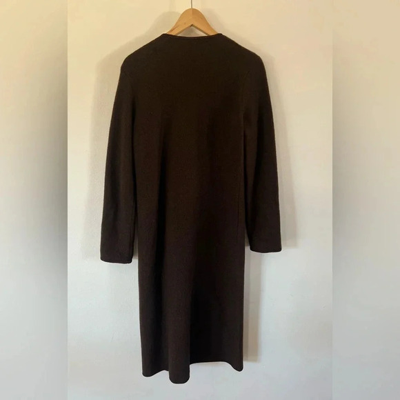 Barrie Pace Wool Brown Embroidered Toggle Button Long Sweater Jacket Small - Picture 8 of 11